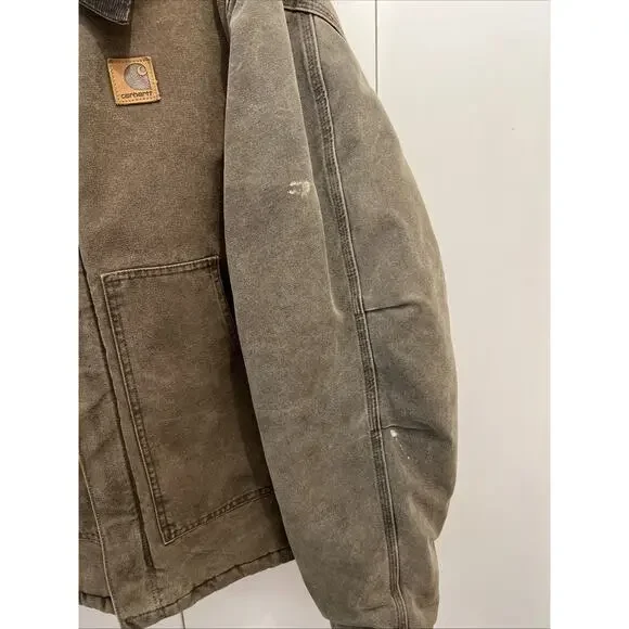 VTG Carhartt J22 CHT Chestnut Arctic Quilt-Lined Duck Work Jacket Sz XXL TALL